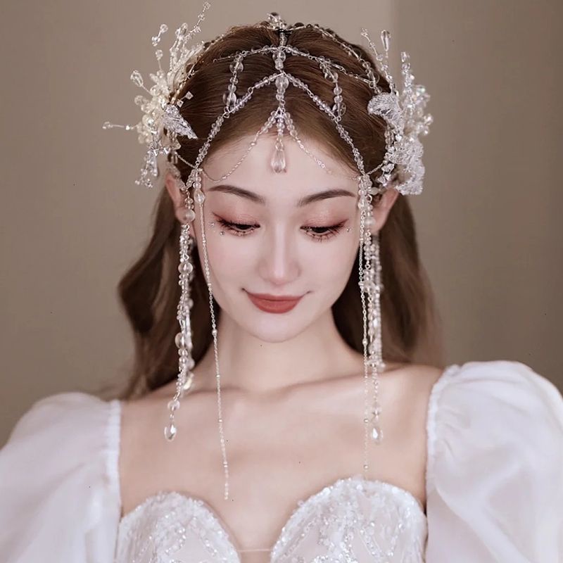 Bộ Kẹp Tóc Tua Rua Pha Lê Lấp Lánh Phong Cách Mới Cho Cô Dâu