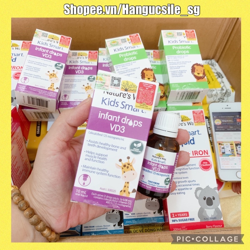 (Date 09/2023) Vitamin D3 Cho Trẻ Sơ Sinh Nature's Way Kids Smart Infant Drops VD3 - Lọ 10ml