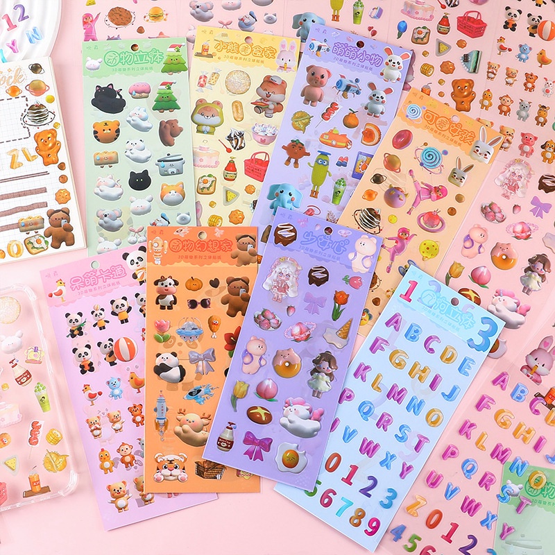 1 Tấm Hình Dán 3D Hoạt Hình Kawaii