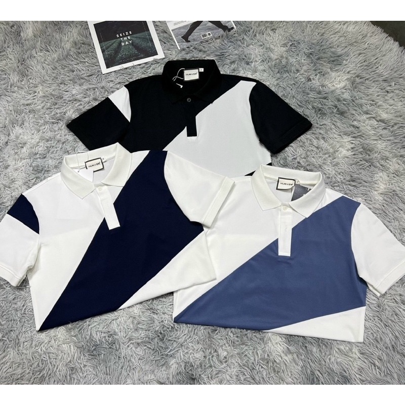 Áo cộc tay cổ bẻ có hoạ tiết phối mầu đơn giản, Áo polo mùa hè phong cách hàn quốc btshop từ 45 đến 75 kg.