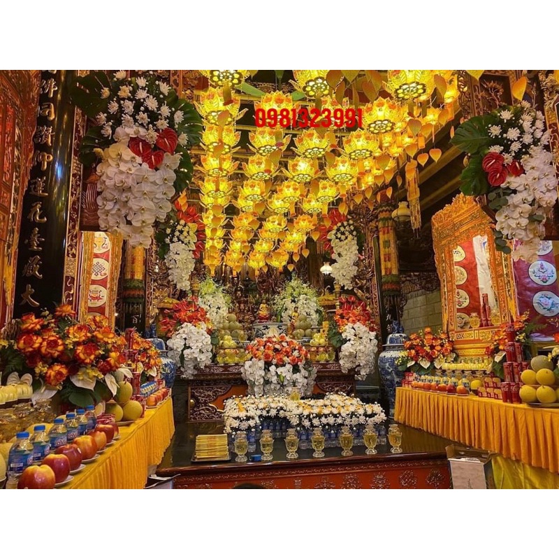 Đèn hoa sen treo trang trí đền/điện/chùa siêu bền, chống chịu thời tiết