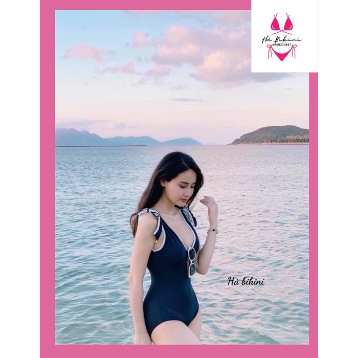 Bikini đồ bơi nữ đi biển liền thân nơ vai HÀ BIKINI M46