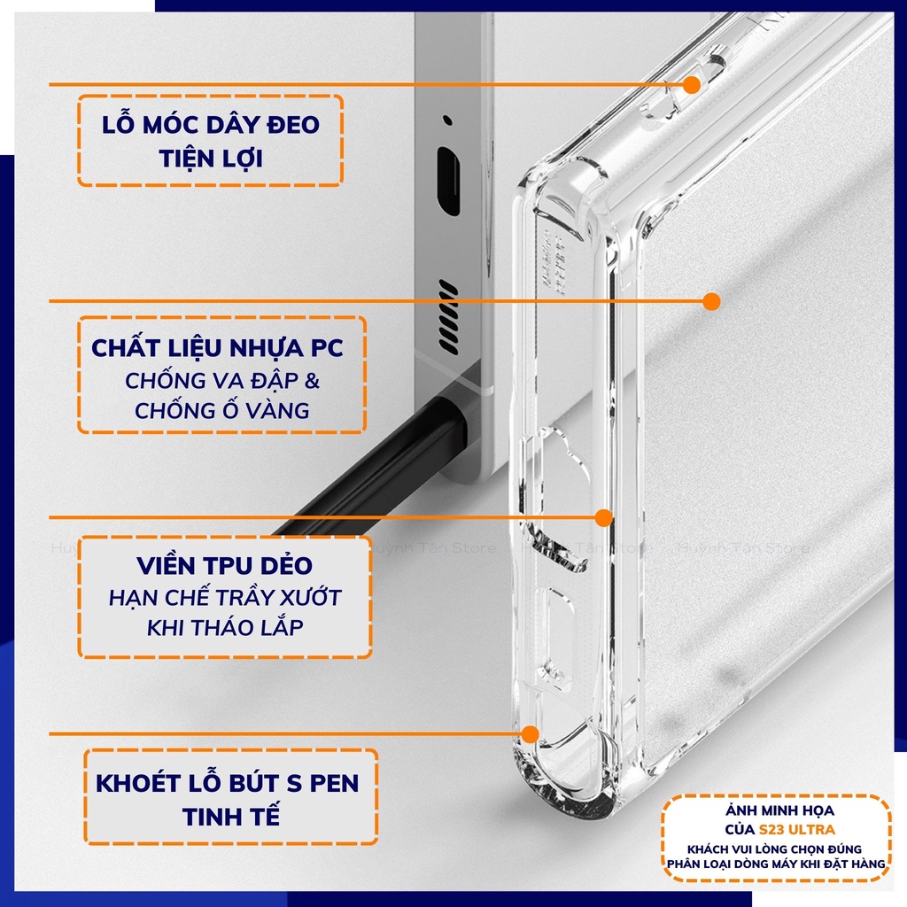 Ốp lưng s23 ultra s23 plus RINGKE chính hãng trong suốt chống sốc FUSION X chống ố vàng phụ kiện điện thoại huỳnh tân st