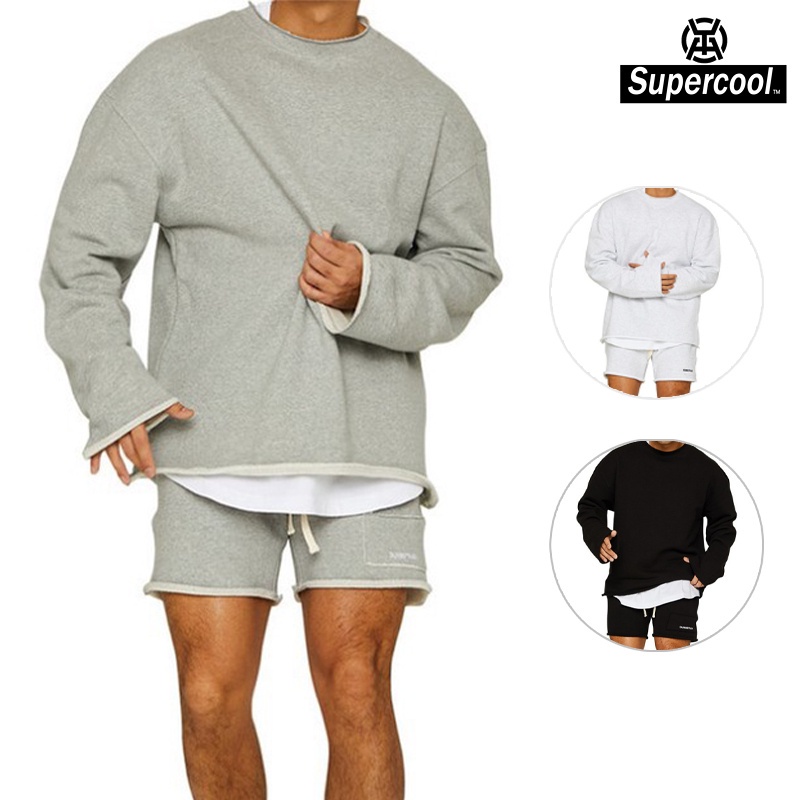 #SupercooL# Áo Nỉ Sweater Thể Thao Nam Áo Thun Dài Tay Rộng Dày Cổ Tròn Big Size Form Rộng Phong Cách âu Mỹ Côtton Cao Cấp Trơn Vải Thoáng Thấm Hút Mồ Hôi Tốt Thu đông Nhiều Màu Chuẩn Form Chạy Bộ Chuyên Thể Dục Bóng Rổ