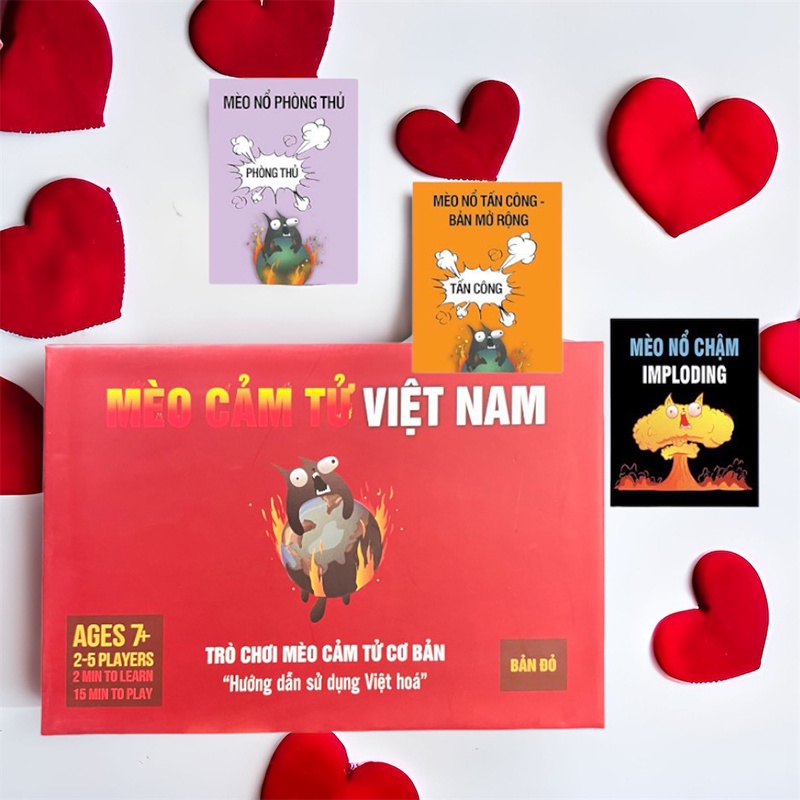 Combo thẻ bài Mèo Tung Thế Giới boargame Mèo cảm tử kèm 03 bản mở rộng chơi cùng siêu hay