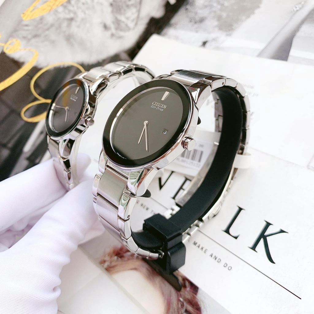 Đồng Hồ Cặp Citizen Eco Drive AU1060-51E và GA1050-51E Chính Hãng Tặng Dây Da Cao Cấp