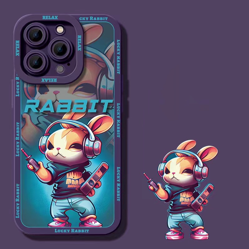Silicone Ốp Điện Thoại Silicon Mềm Họa Tiết Thỏ Hợp Thời Trang Cho compatible for iPhone 14 pro max 13 pro max 12 pro max 11 pro max case