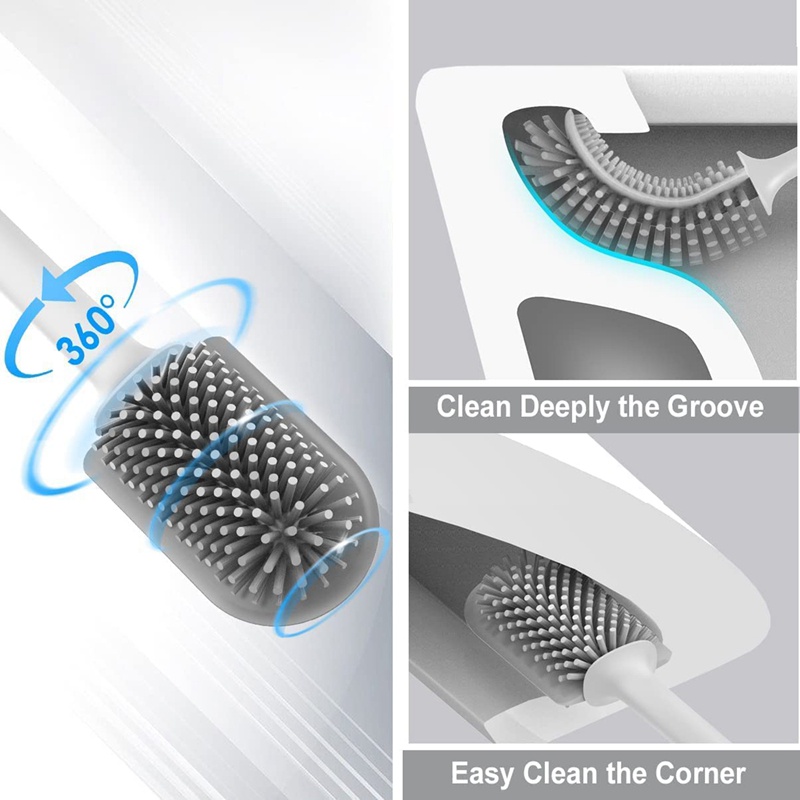 Bộ 2 Bàn Chải Vệ Sinh Toilet Bằng Silicon Kèm Giá Đỡ Tiện Dụng