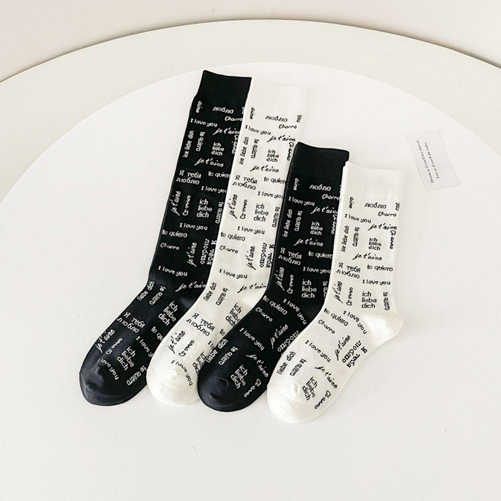 LOMBARD Đôi Vớ Thoáng Khí In Chữ Thời Trang Cá Tính