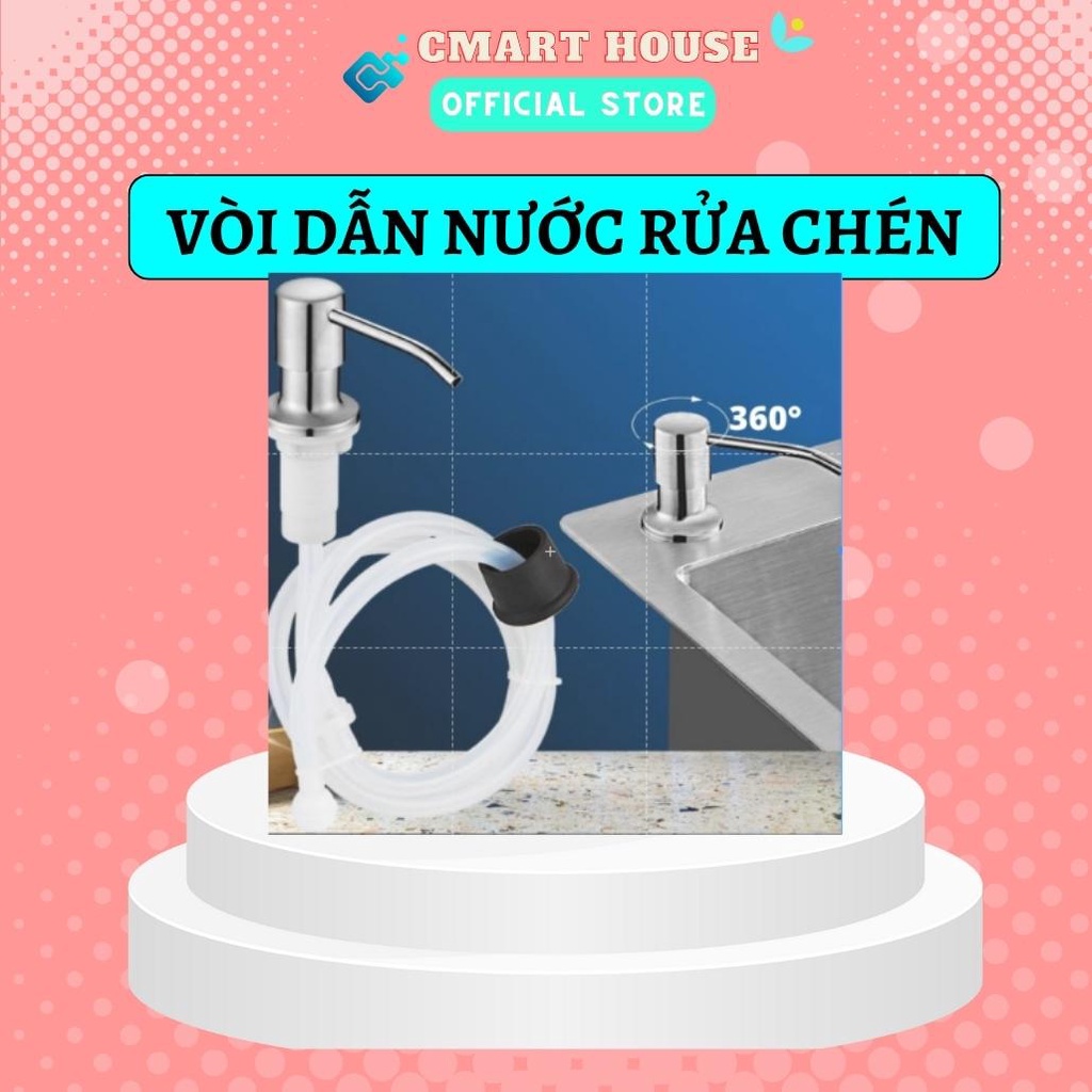 Vòi dẫn nước rửa chén inox 304 gắn bồn rửa bát đa năng, Đầu vòi inox bơm hút dầu rửa bát gắn bồn rửa xoay 360 độ
