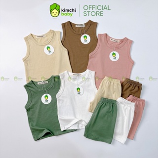 Bộ Ba Lỗ Bé Trai, Bé Gái KIMCHIBABY Vải Thun Cotton 100% Mềm Đẹp