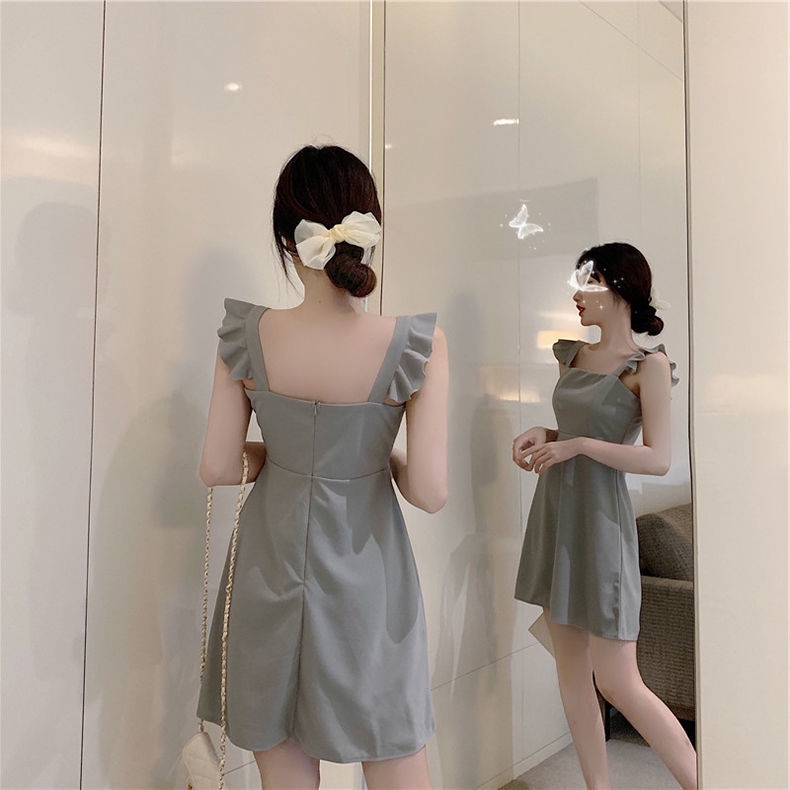 Đầm Hai Dây Nhún Bèo Phong Cách Retro Pháp Thời Trang Mùa Hè Mới 2023