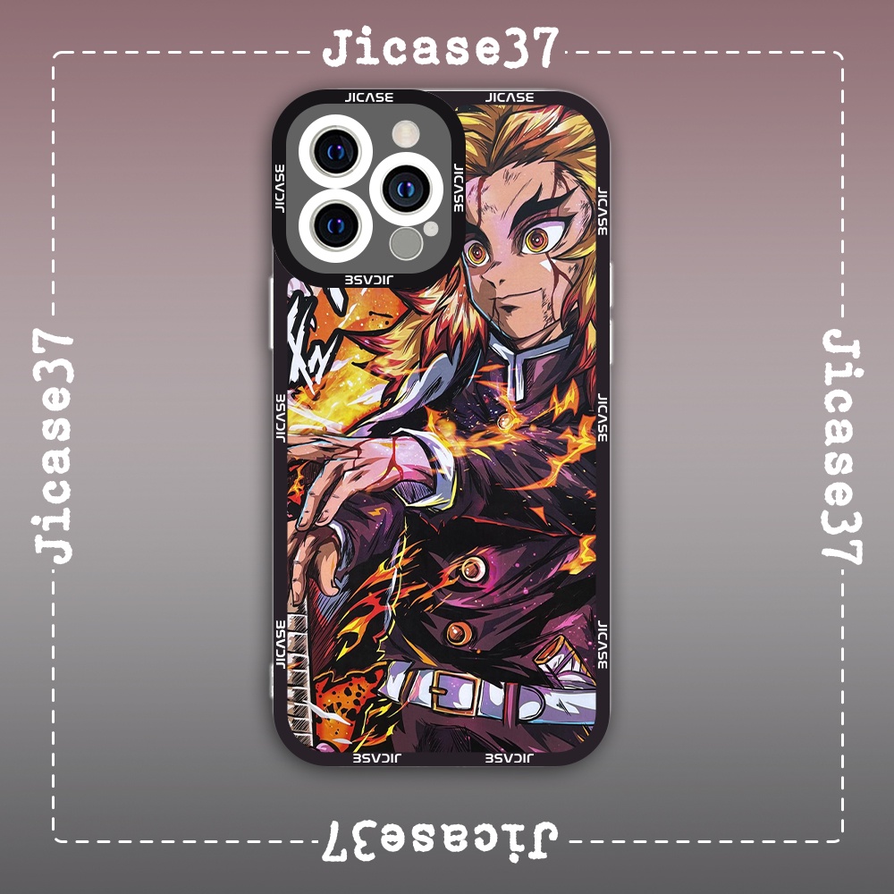 Ốp lưng iphone samsung xiaomi oppo cạnh vuông Jicase JMcase Rengoku Anime Manga Demon Slayer