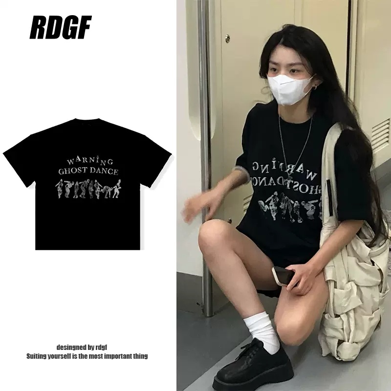 RDGF Áo Thun Tay Ngắn Dáng Rộng Phong Cách retro Hàn Quốc Thời Trang Mùa Hè Cho Nữ