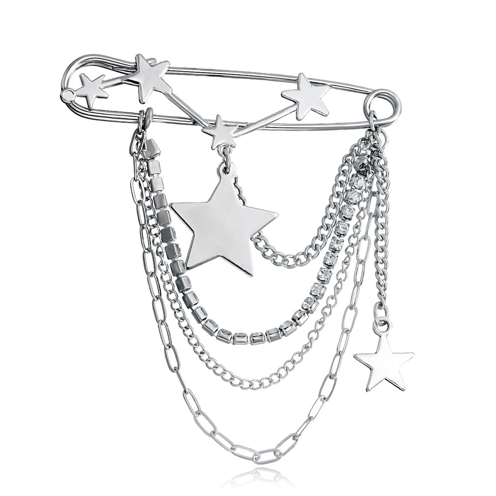 Trâm Cài Áo Hình Ngôi Sao Đính Đá Phối Tua Rua Phong Cách Cổ Điển Thời Trang Cho Nữ