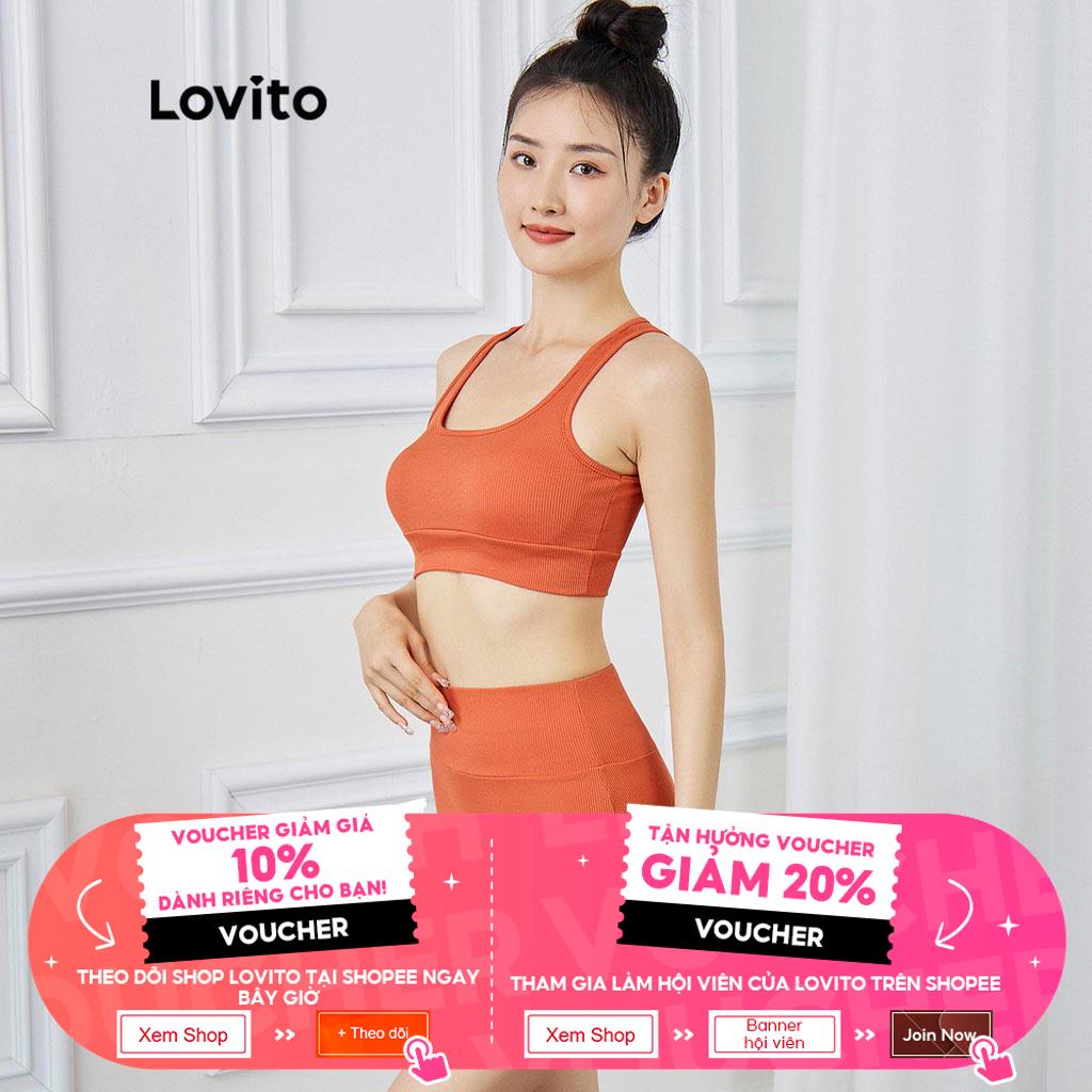 Bộ đồ thể thao Lovito hở vai đơn giản thường ngày L15X200 (màu cam)