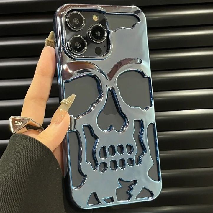 Ốp Điện Thoại Mạ Điện Hình Đầu Lâu Vui Nhộn Cho iPhone 14proMax 13 12 11