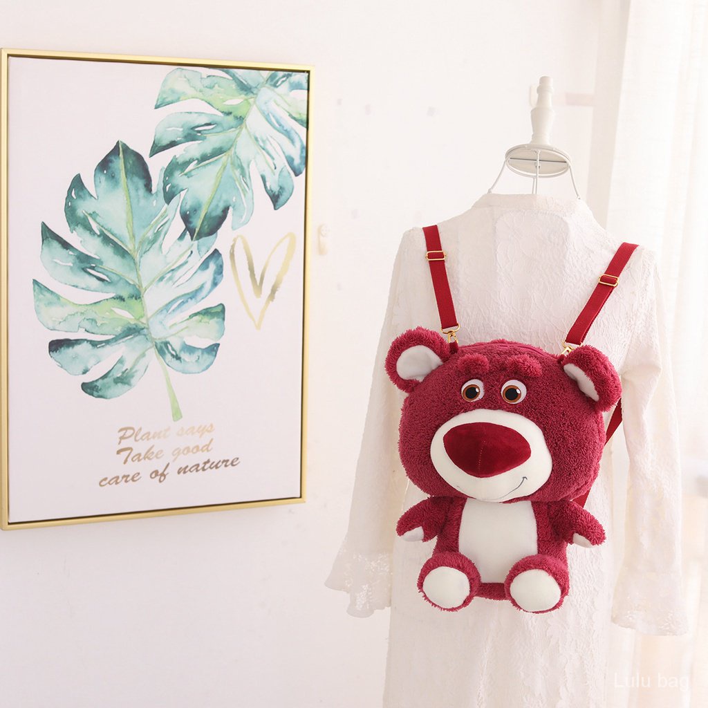 Balo cute đeo vai hình gấu bông dâu tây Disney dễ thương dùng làm quà tặng cho bé