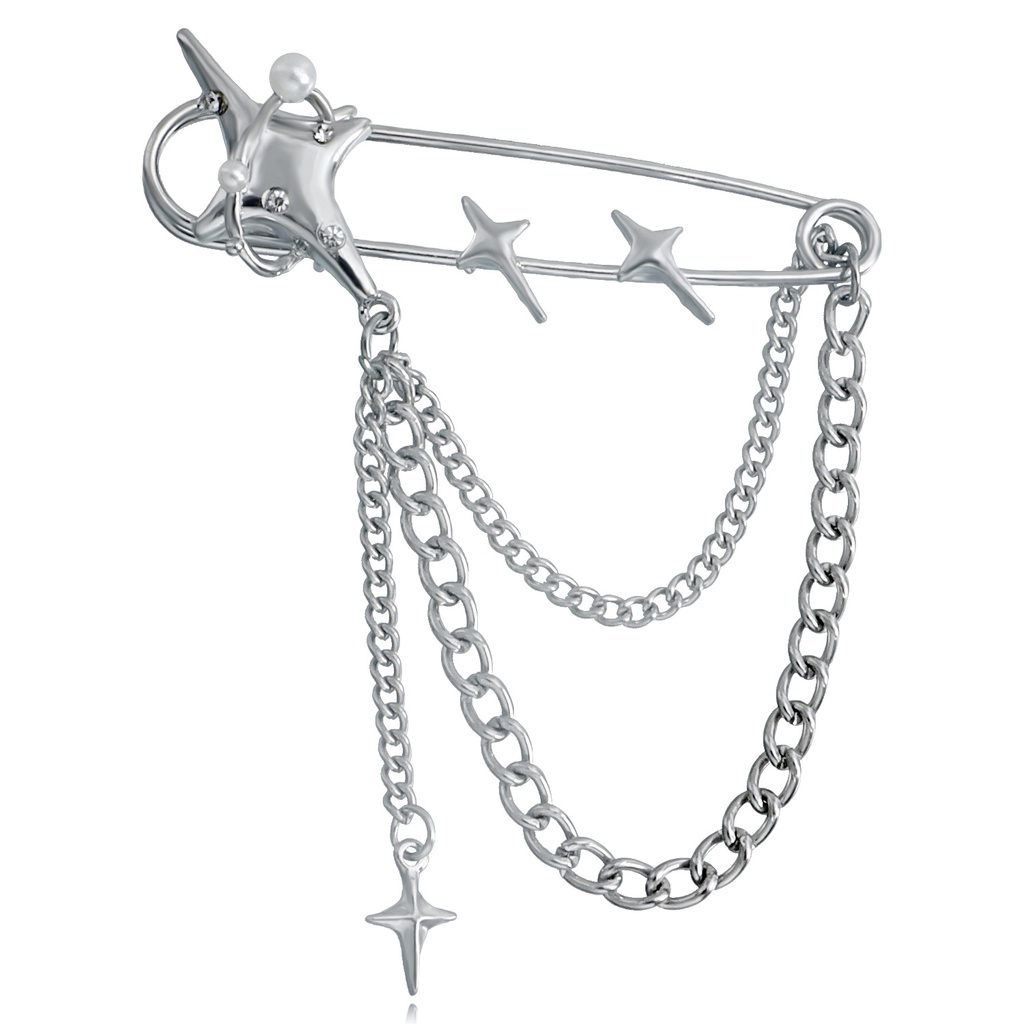 Trâm Cài Áo Hình Ngôi Sao Đính Đá Phối Tua Rua Phong Cách Cổ Điển Thời Trang Cho Nữ