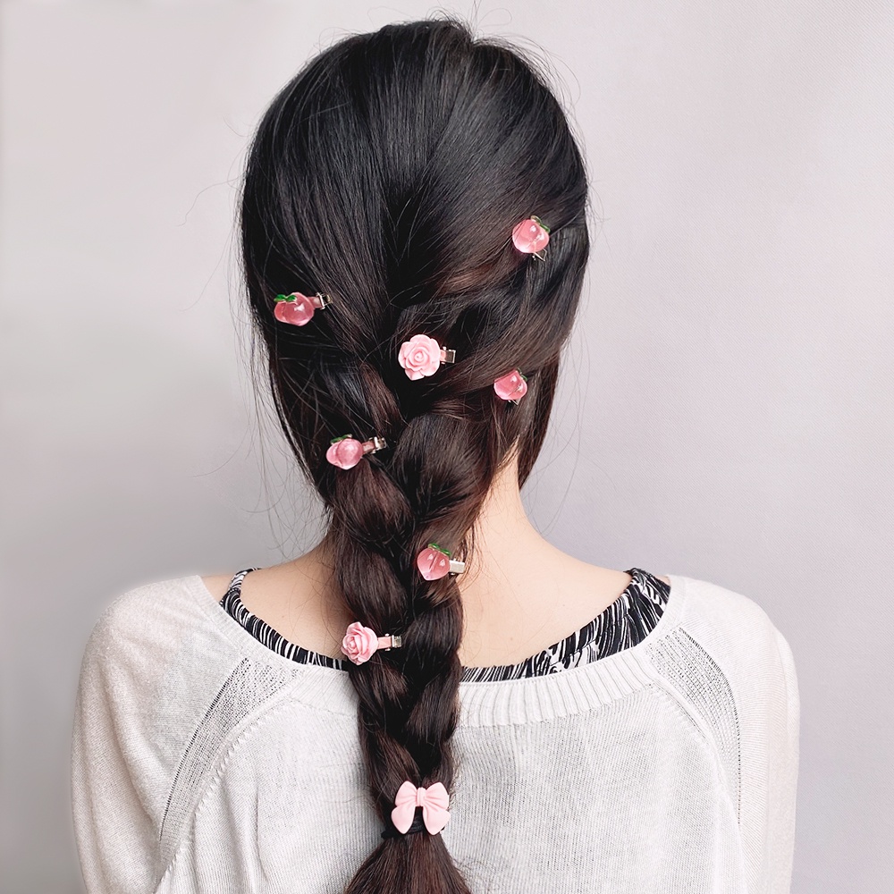 Set 5 Kẹp Tóc Nơ Trái Tim Hoạt Hình Dễ Thương Cho Bé Gái