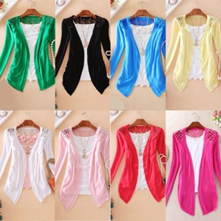 Áo Cadigan len mỏng thời trang nữ phong cách Hàn Quốc, áo khoác len tay dài bó gấu ren hoa dáng rộng