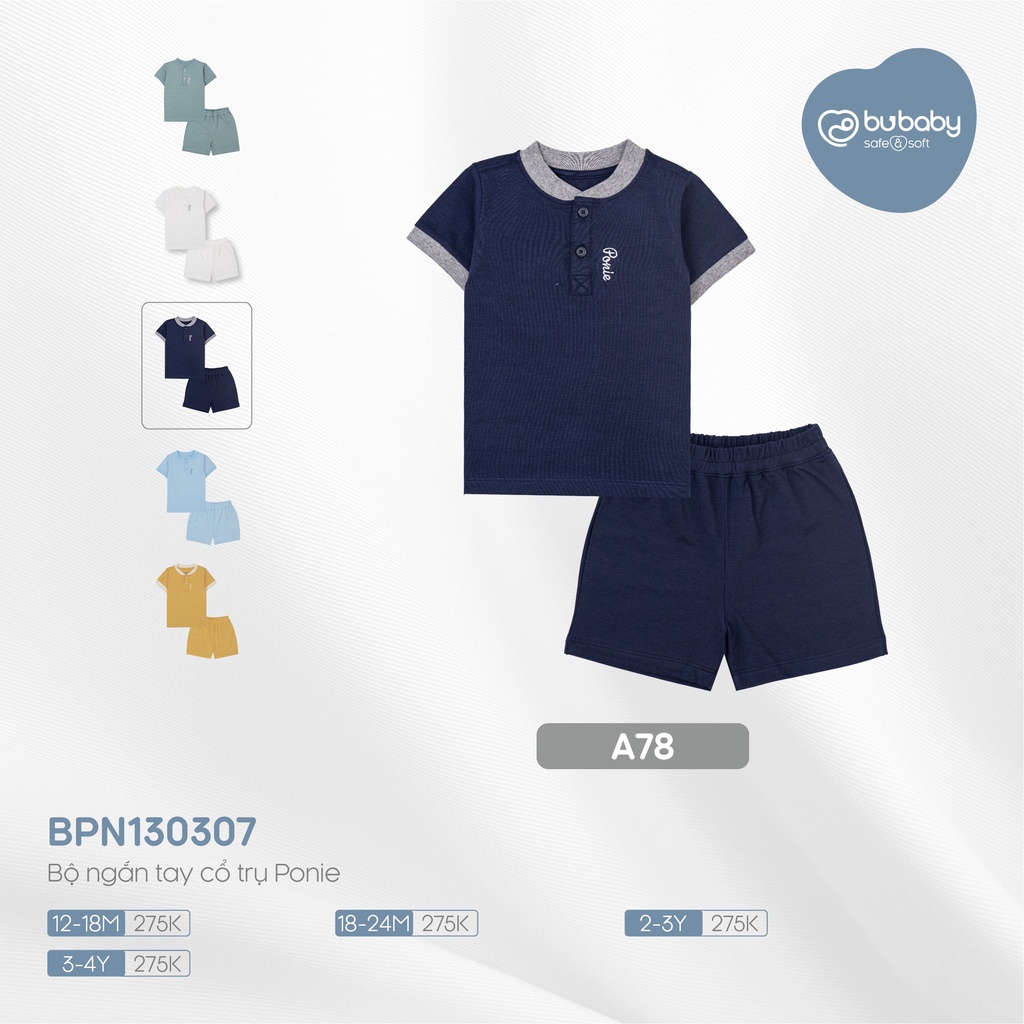 [CHÍNH HÃNG] Bộ cộc tay cổ trụ trẻ em BPN130307 Bu Ponie