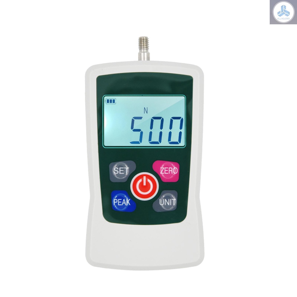 Digital Force Gauge 500N/ 50kg/ 110Lb/ 1760oz Portable Push Pull Force Meter Unit Switchable Backlit Mini Dynamometer with 6 Fixture Heads, Storage Case, Auto Power off