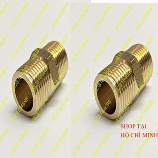 Nối 2 đầu răng ngoài 21 đồng thau thực đo 20mm.1/2 21mm thông dụng, răng ren ngoài thau, NK06