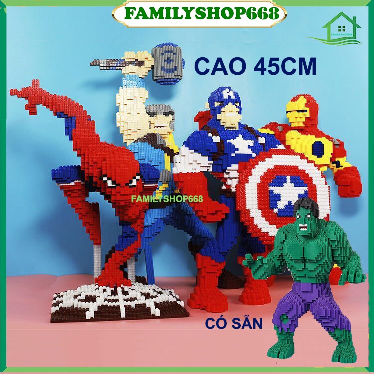 le.go spider man người nhện ironman thanos thor hulk 39cm - 45cm Đồ chơi lắp ráp mô hình cỡ lớn Hàng Đẹp bear bricK