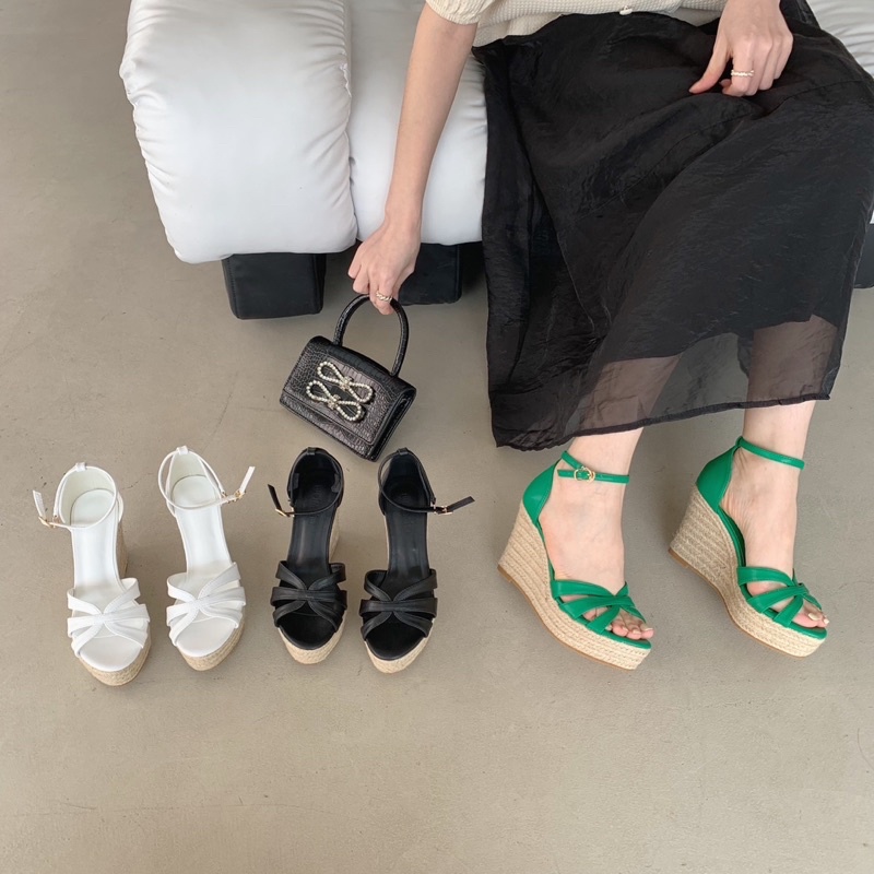 Giày sandal đế xuồng cói siêu nhẹ đi biển 866-28