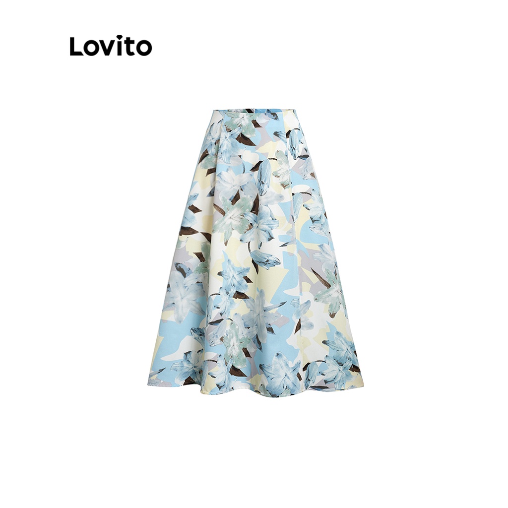 Chân váy chữ A Lovito họa tiết hoa phong cách boho L45ED076 (nhiều màu sắc)