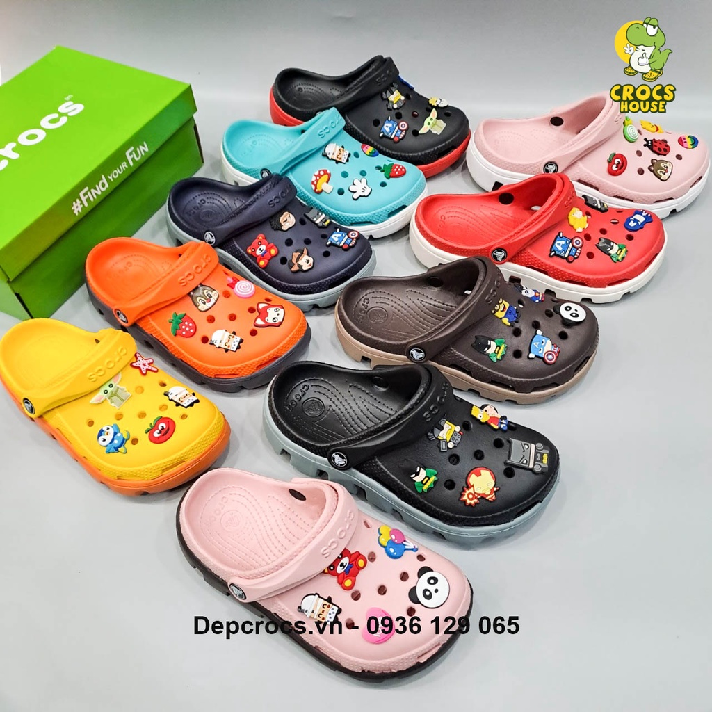 Dép sục cross duet sport unisex siêu nhẹ , dép sục nam nữ đế răng cưa tặng kèm jibbitzs 2D gắn dép - Nhà Cá Sấu