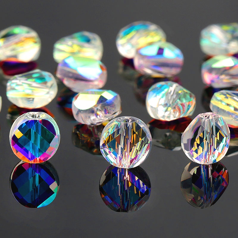 Set 100 Hạt Pha Lê Tròn Dẹt Sáng Bóng 6mm Làm Trang Sức Thời Trang