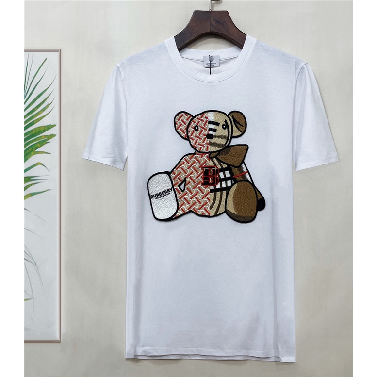 Áo Thun Nam Tay Ngắn Cổ Tròn Thêu Chữ Burberr Thời Trang Mùa Hè Size S-4XL