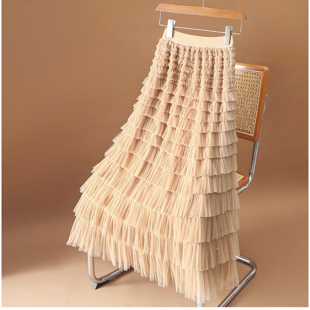 Chân Váy Dài Dáng Chữ a Xếp Tầng Phong Cách Thu Đông Thời Trang Mới 2022 Cho Nữ