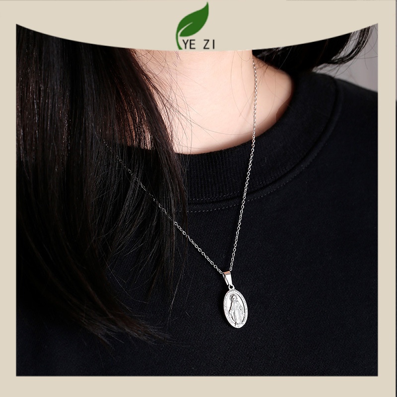 Dây Chuyền Thép Titan Mặt Thánh Giá Đức Mẹ Mary