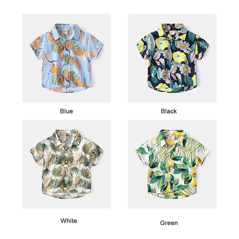 Áo Sơ Mi Ngắn Tay In Hoa Thời Trang Mùa Hè Cho Bé Trai