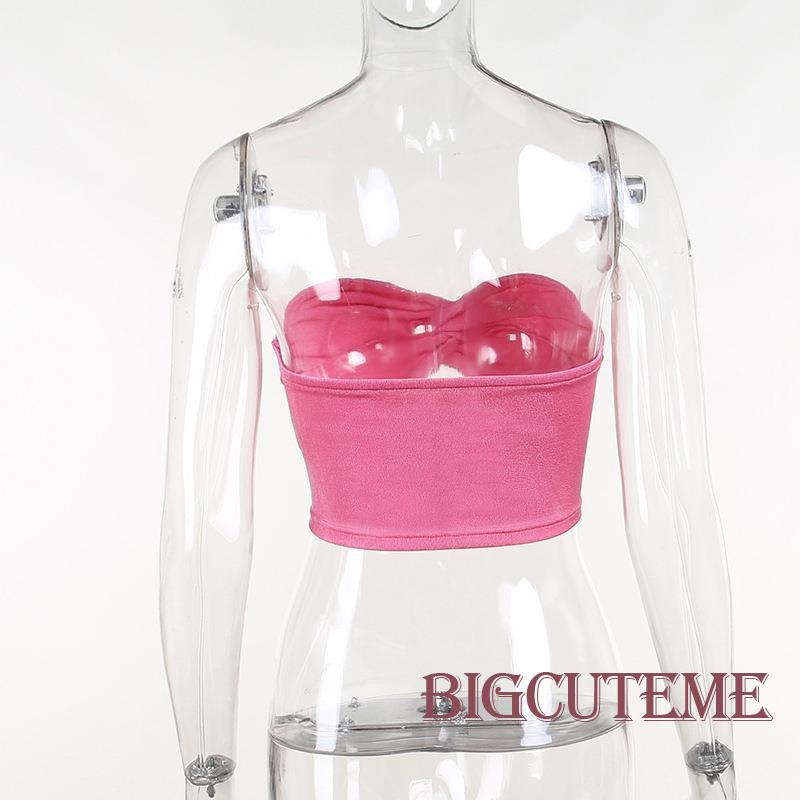 [] Áo Ống Đan Chéo Phía Trước Màu Trắng / Hồng / Xanh Dương Cho Nữ