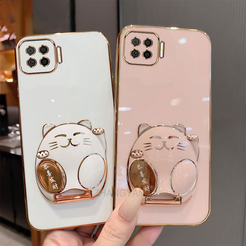 ốp lưng oppo a73 4G A93 4G F17 F17 PRO ốp điện thoại TPU Silicon Mềm Họa Tiết Mèo 3D Có Giá Đỡ Cho o