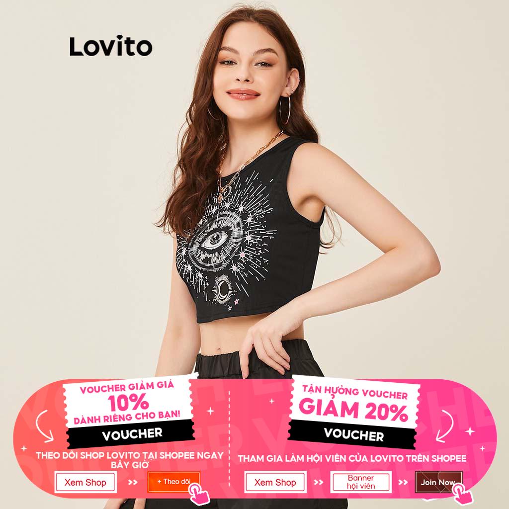 (Hàng có sẵn) Lovito Áo Tank Top In Hình Con Mắt Màu Đen L20D378
