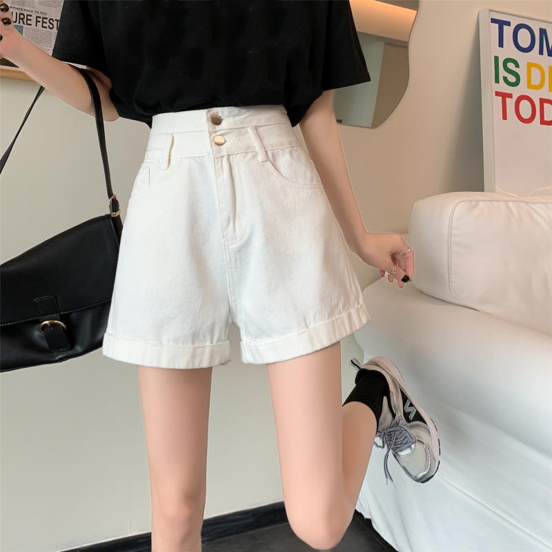 Xiaozhainv Quần Short Denim Lưng Cao Dáng Chữ A Thời Trang Hàn Quốc Cá Tính Cho Nữ