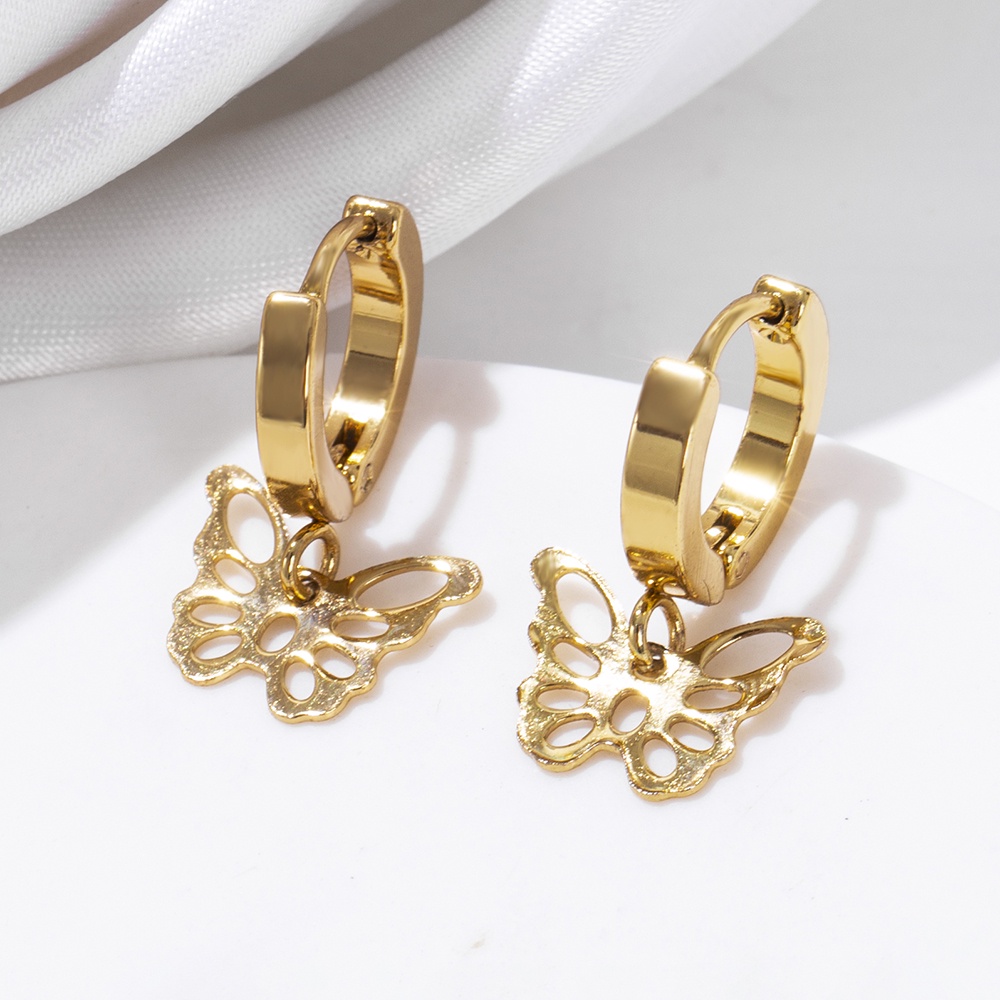 Bông Tai Mạ Vàng 18K Hình Bươm Bướm Dễ Thương Không Gây Dị Ứng Thời Trang Cho Nữ