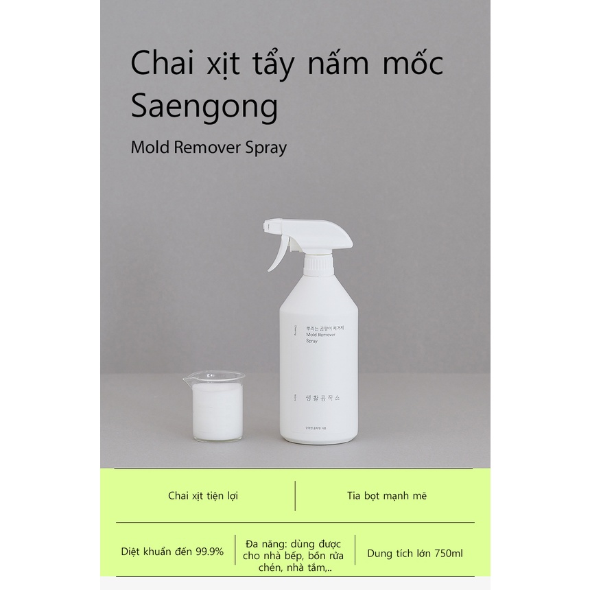 Chai Xịt Làm Sạch Nấm Mốc Saengong 750ml - K2V Shop