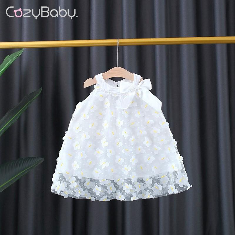 Đầm Công Chúa Phối Lưới Đính Hoa Thời Trang Mùa Hè Xinh Xắn Cho Bé Gái