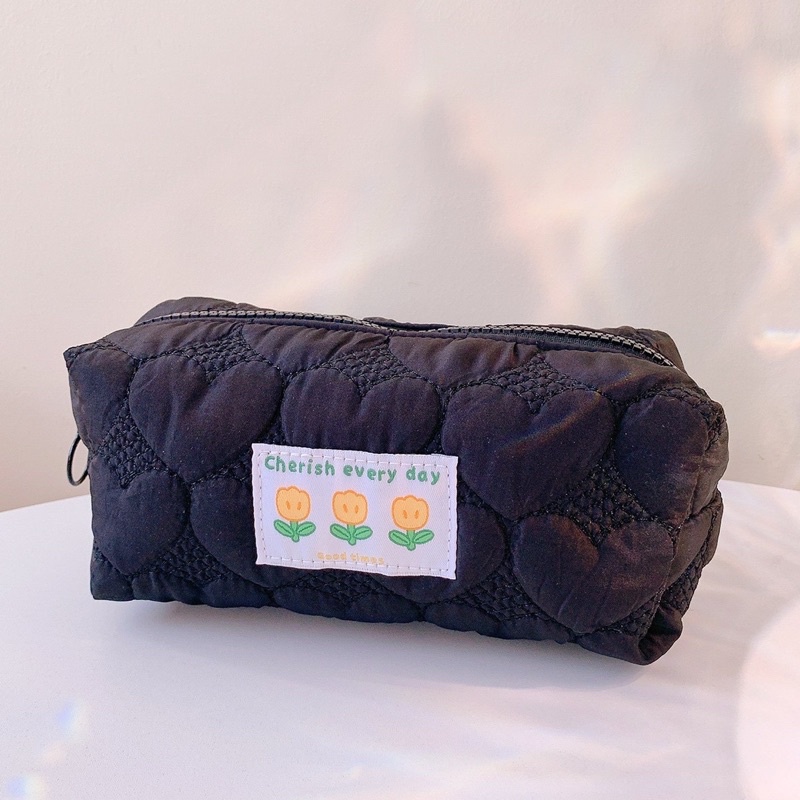 Hộp bút vải màu đen siêu to hoạ tiết dễ thương