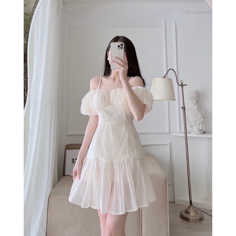 Váy xòe dáng dài 2 dây, đầm 2 dây babydoll kiểu dáng vintage dễ thương minstore365 | BigBuy360 - bigbuy360.vn