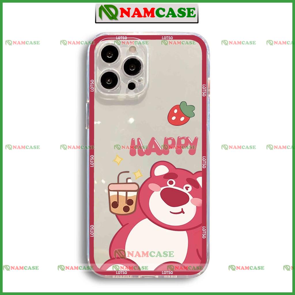 Ốp lưng gấu lotso cạnh vuông chống sốc silicon trong suốt bảo vệ camera iphone ip 6/6s/7/8/X/XS/11/12/13/14 Pro Plus Max