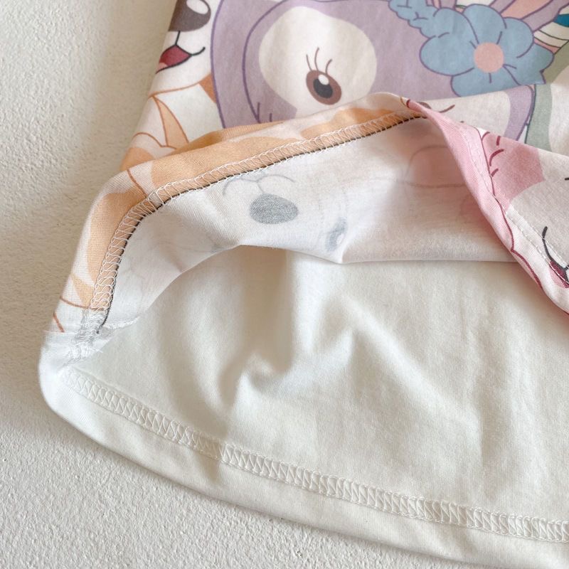 Babyfair Áo sơ mi bé gái vừa vặn giản dị Thời trang ngắn tay nhân vật hoạt hình dễ thương cho