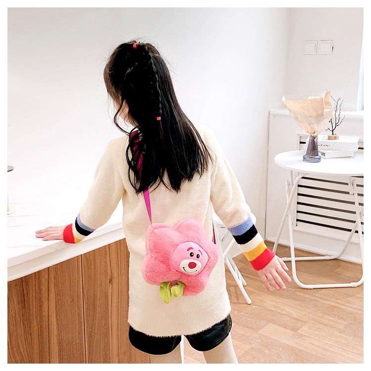 Sanrio gấu dâu Lotso Túi Xách Đeo Vai Sức Chứa Lớn Họa Tiết Hoa Hoạt Hình Thời Trang