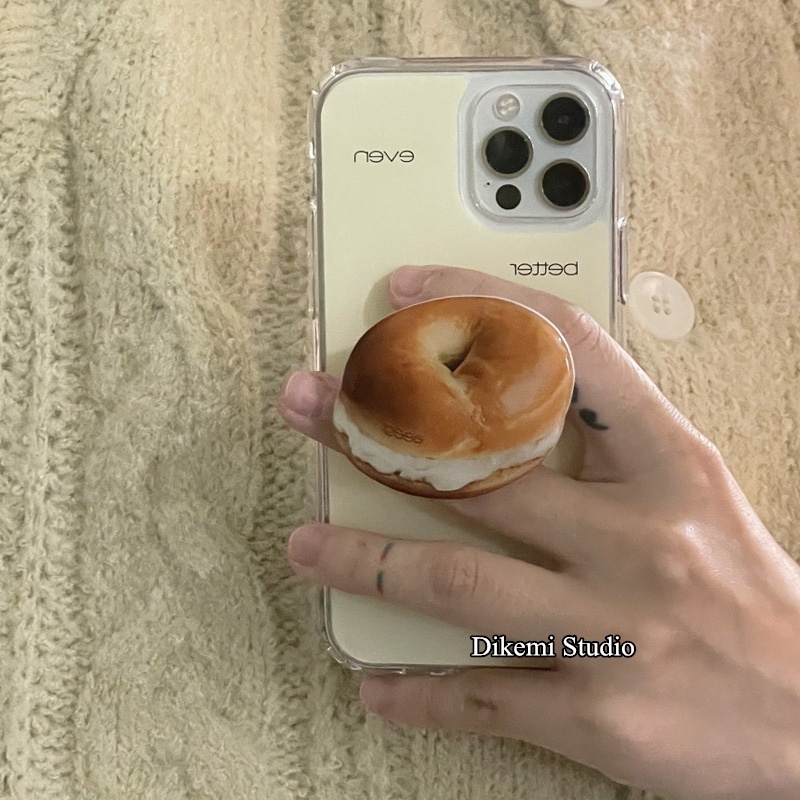 Ốp Điện Thoại silicone Mềm Trong Suốt Họa Tiết Bánh Mì Có Giá Đỡ Cho iphone14 / 13promax / 14pro / 13 / 12 / 11